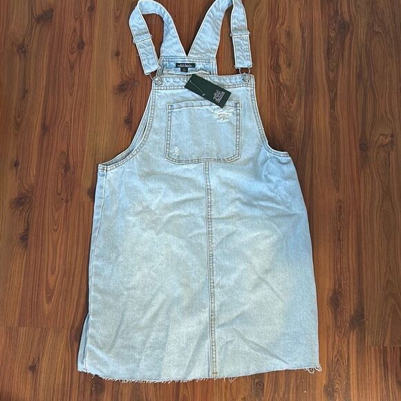 NWT wild Fable denim overall skirt jumper size S distressed - Picture 1 of 4